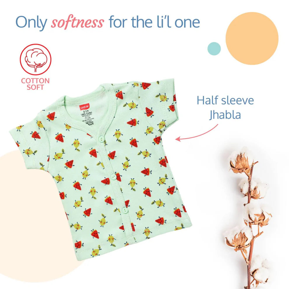 New-born Baby Gift Set of 5, Sea Green Fruits Print