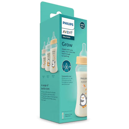 Avent Grow Bottle for 6m+ - Easy Clean, Anti-Colic, BPA Free, 330ml