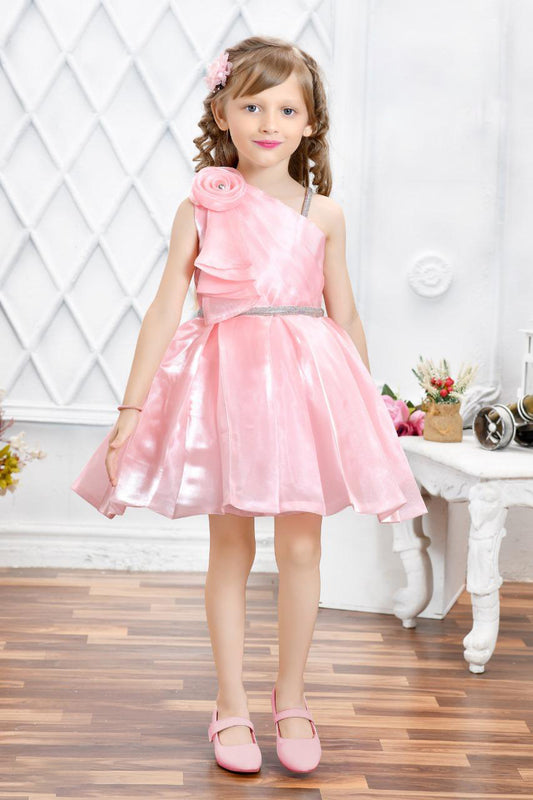 Girls Pink Embellished Sleeveless Party Dress