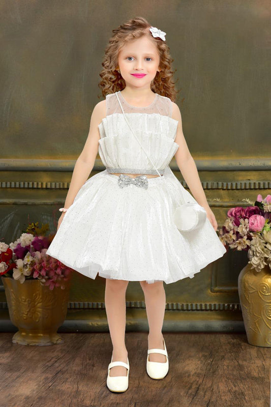 Classic White Party Frock for Girls