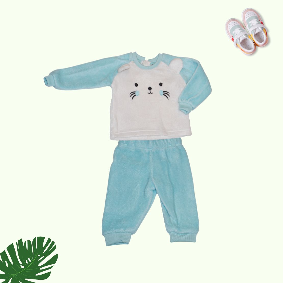 Cartoon Printed Sleepsuit - Blue and Pink