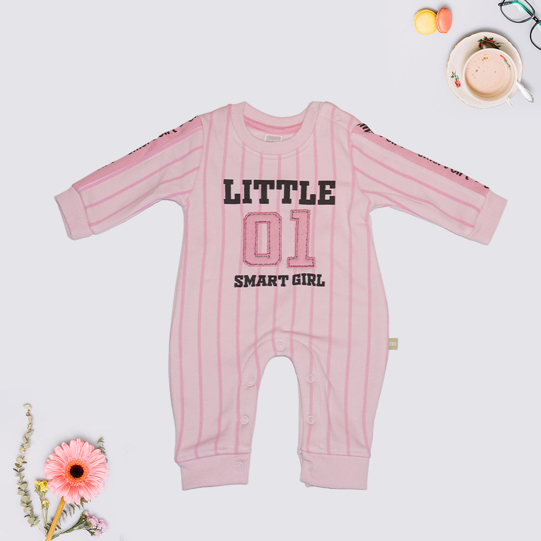 Striped Sleepsuit for Kids - Peach and Pink