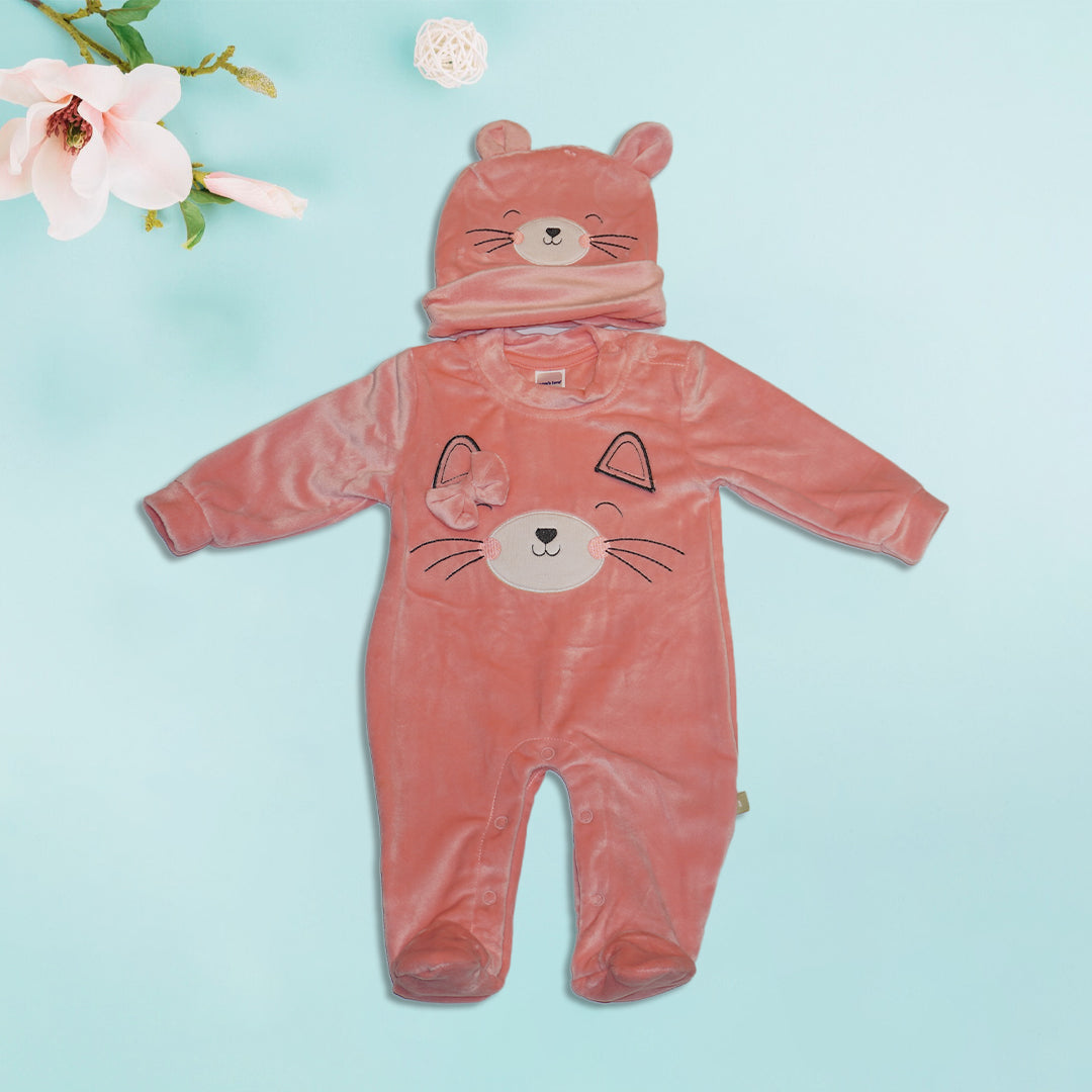 Sleepsuit with Cap for Kids - Pink and Blue