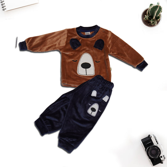 Cartoon Printed Sweatshirt and Joggers Set - Brown