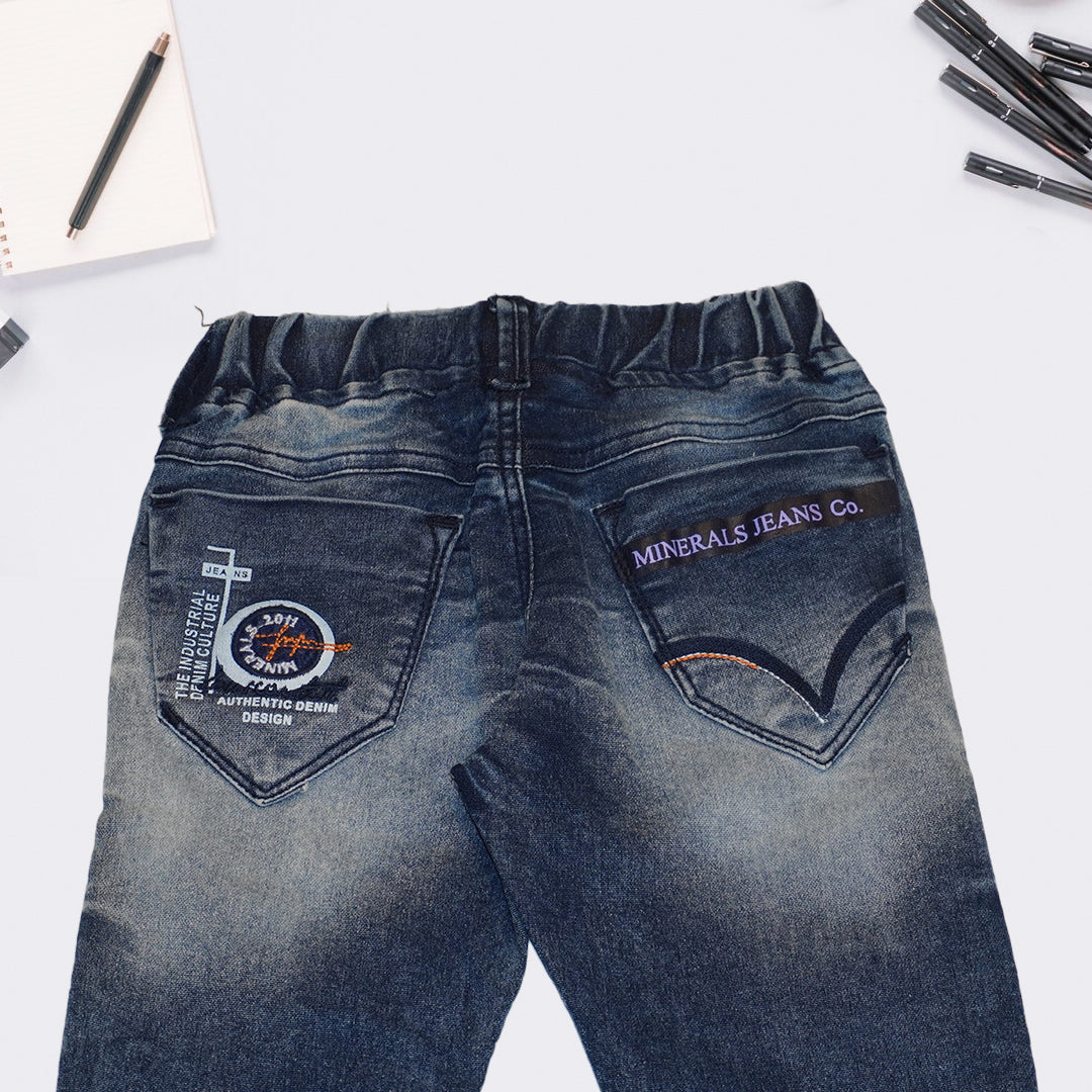 Boys Distressed and Fadded Blue Jeans