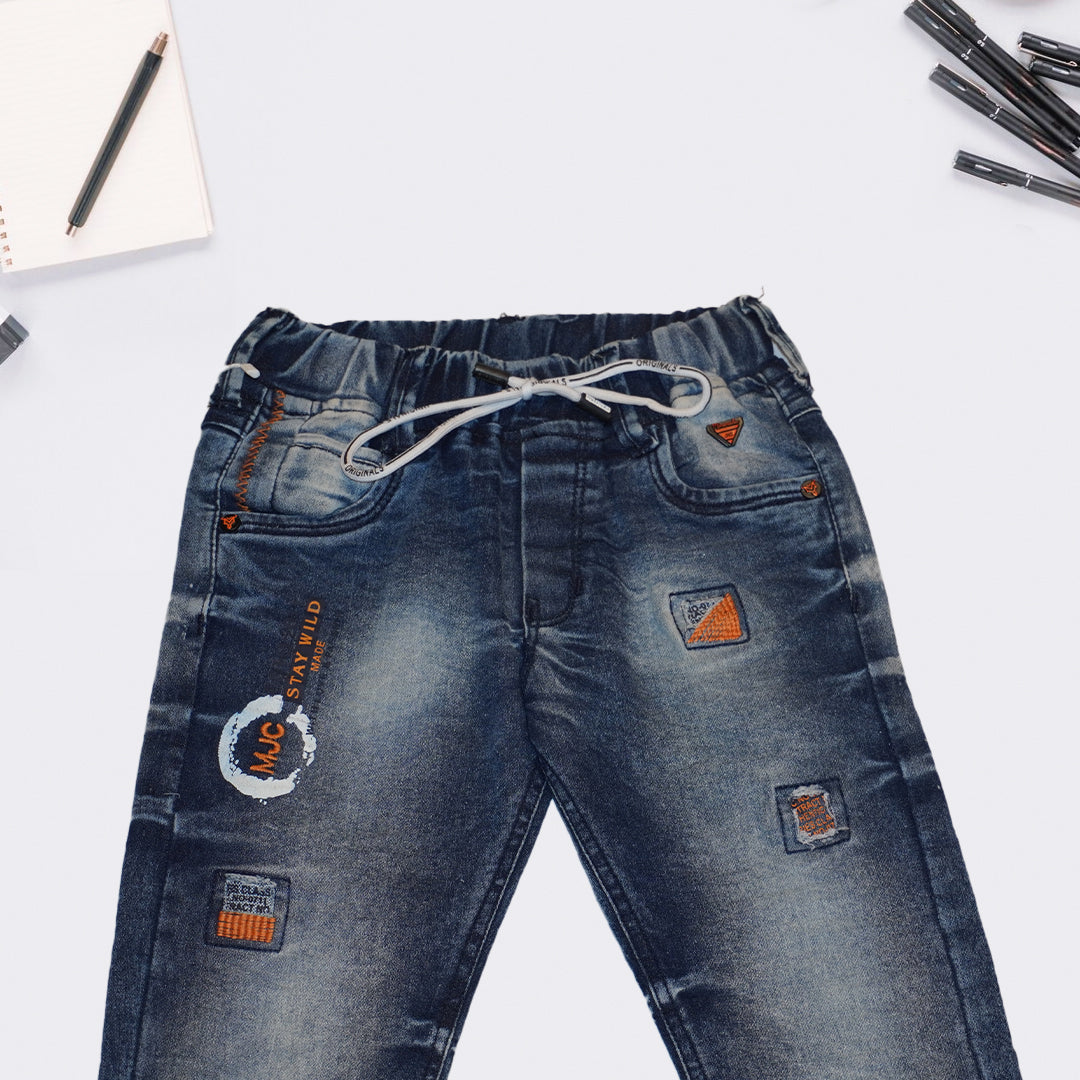 Boys Distressed and Fadded Blue Jeans