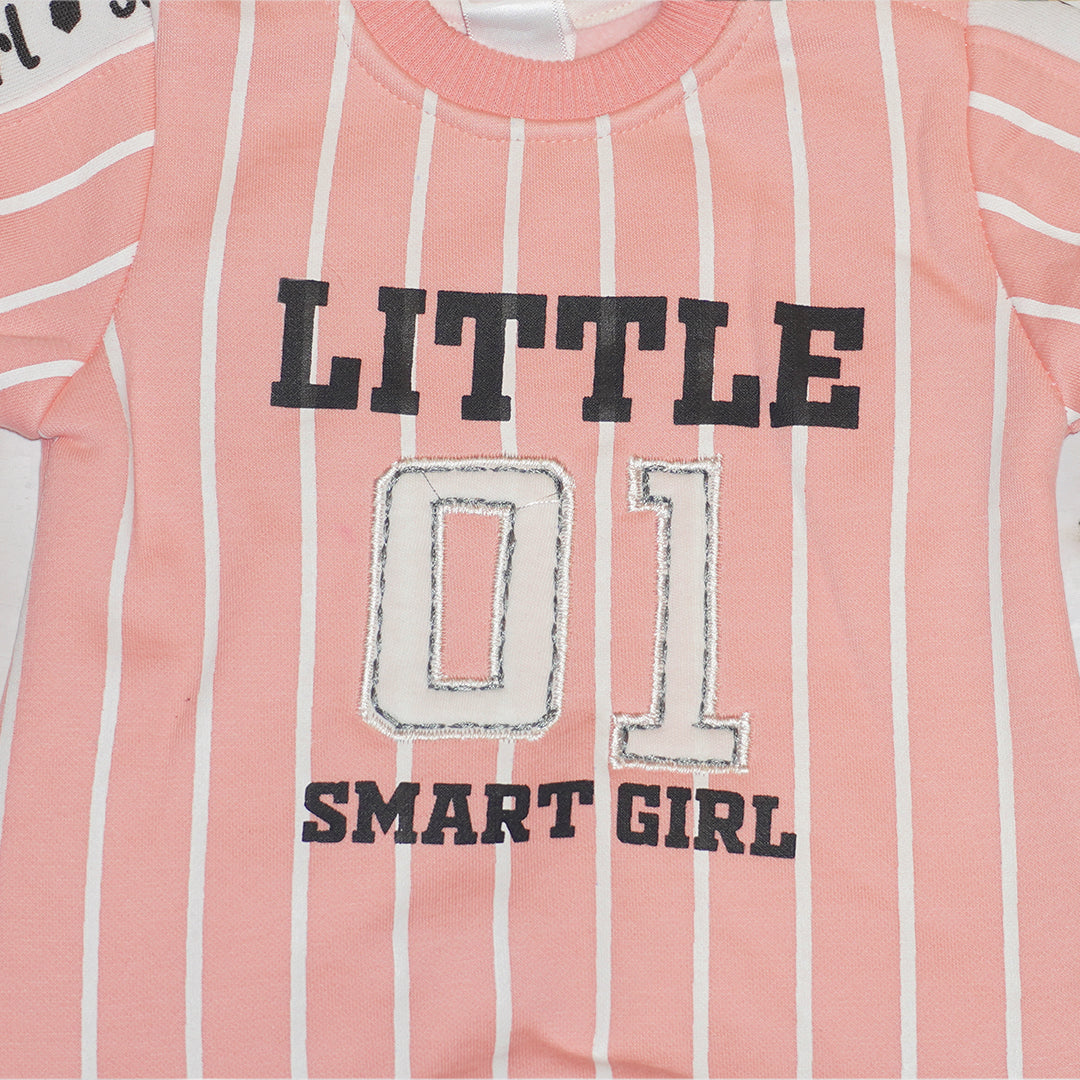 Striped Sleepsuit for Kids - Peach and Pink