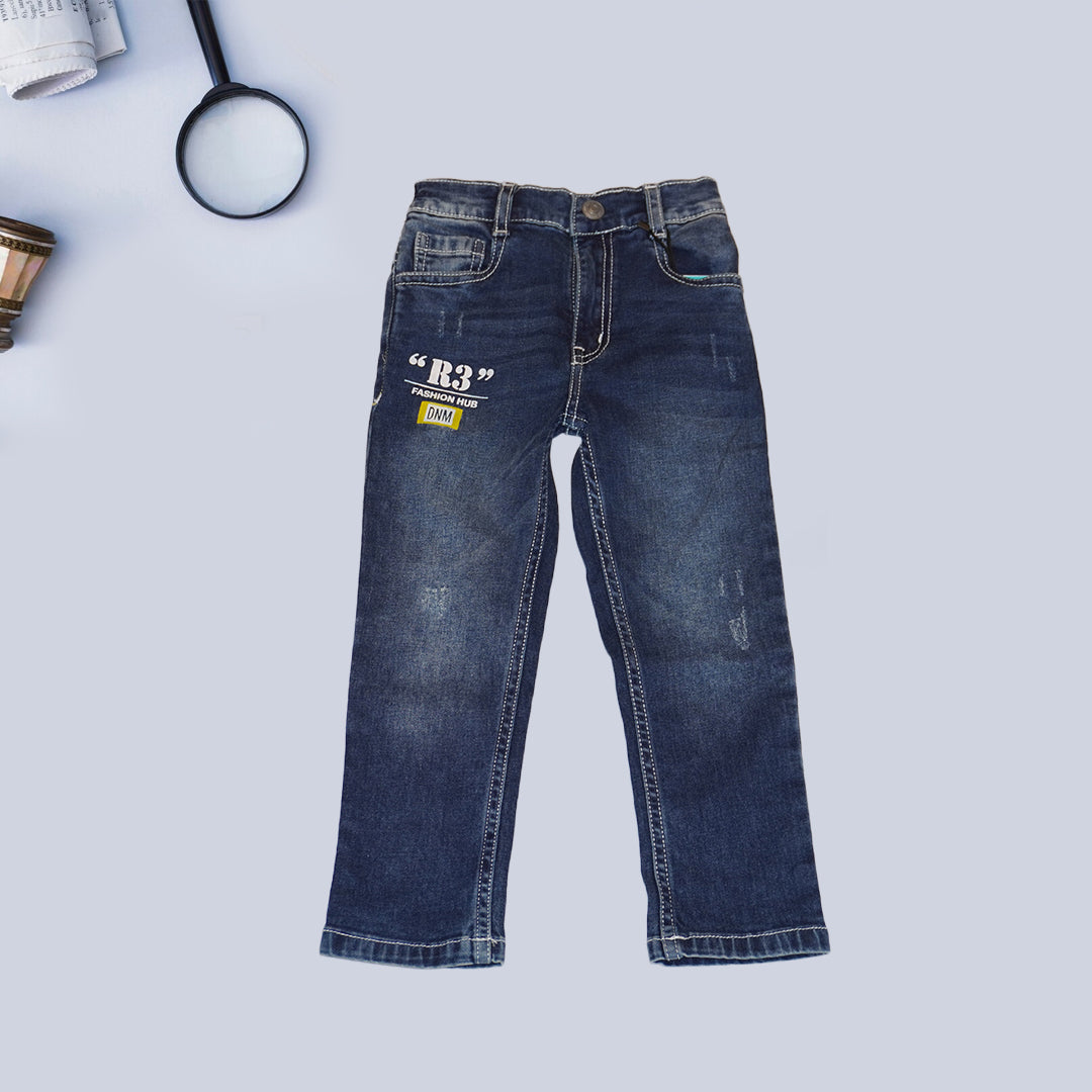 Blue Solid Jeans for Kids