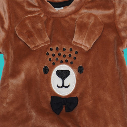 Cartoon Printed Sleepsuits - Brown and Blue