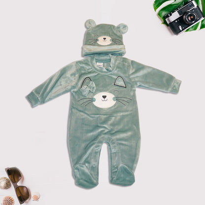 Sleepsuit with Cap for Kids - Pink and Blue