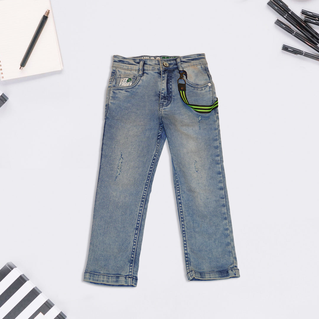 Boys Solid Jeans with Hanging Rope