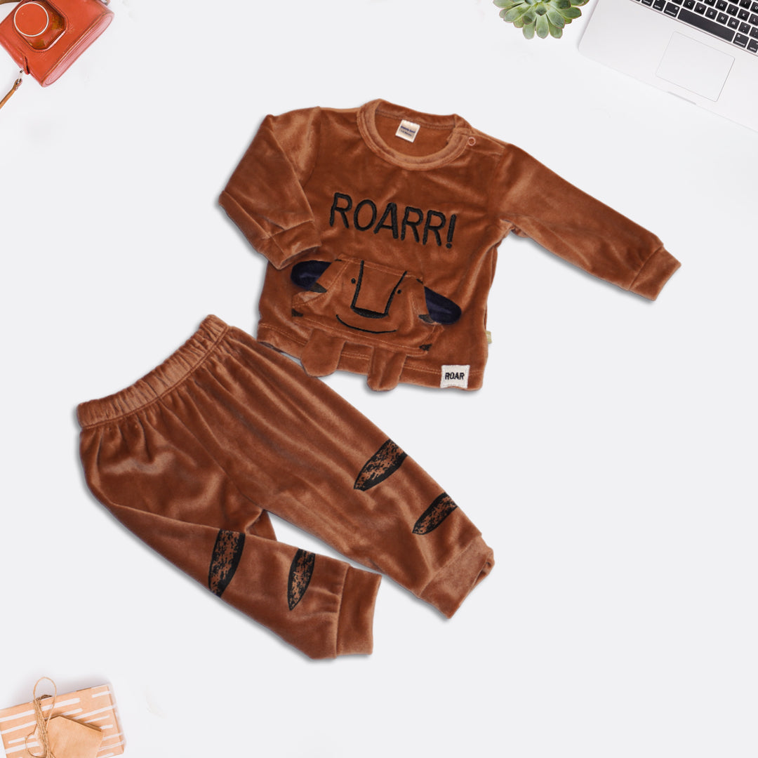 Full Sleeves Sweatshirt and Joggers for Kids - Pink and Brown