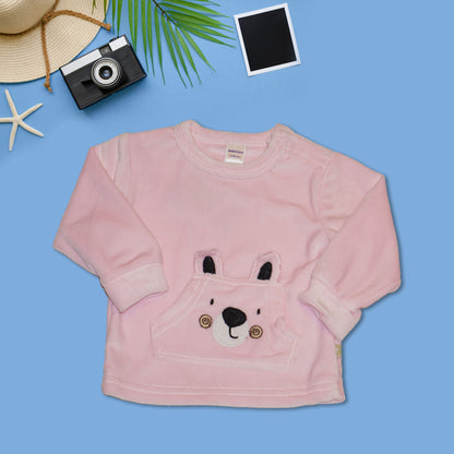 Full Sleeves Sweatshirt and Joggers with Bear Graphics - Light Pink and Dark Pink