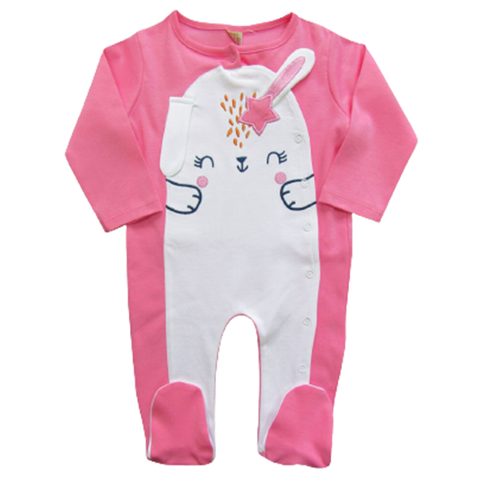 Kids Pink Romper with Cartoon Printed