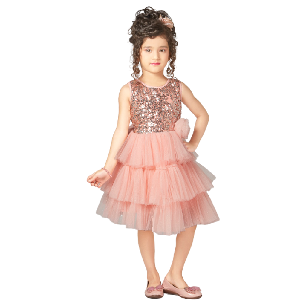 Pink Sequence Frock for Girls