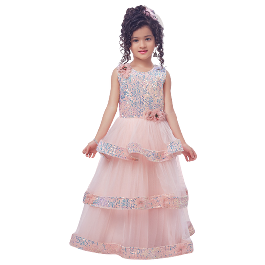 Baby Girl Pink Sequence Gown