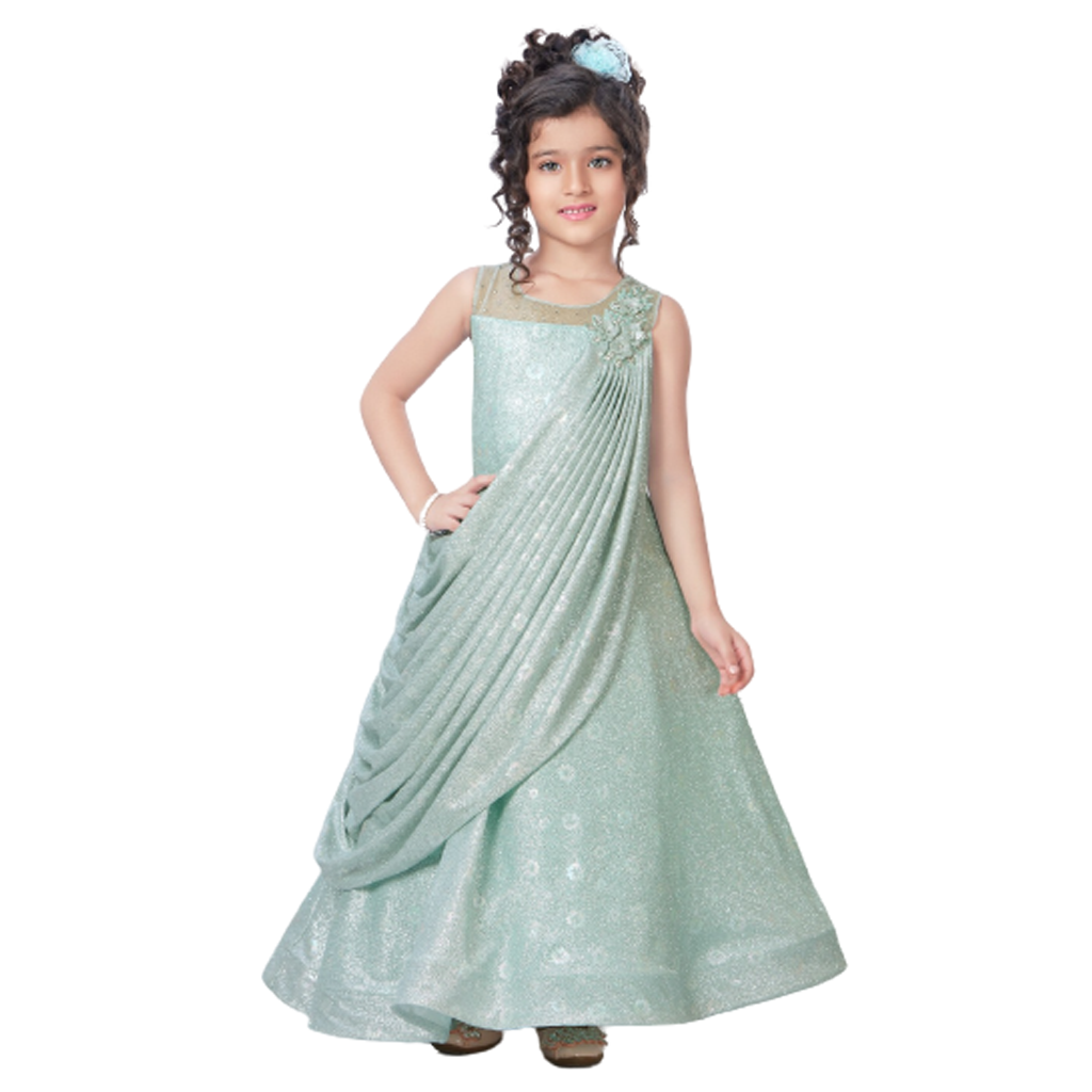 Bottle Green Gown for Girls – Mother Choice