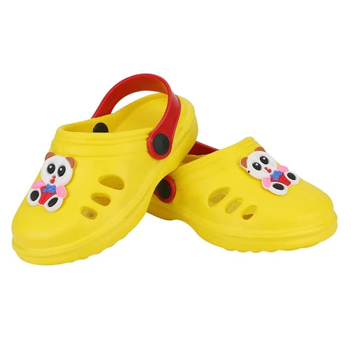 Hopscotch Boys PU Applique Clogs in Yellow Color