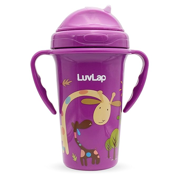 LuvLap Tiny Giffy Sippy Cup, Silicone Straw, BPA Free, 300 ml 18m+