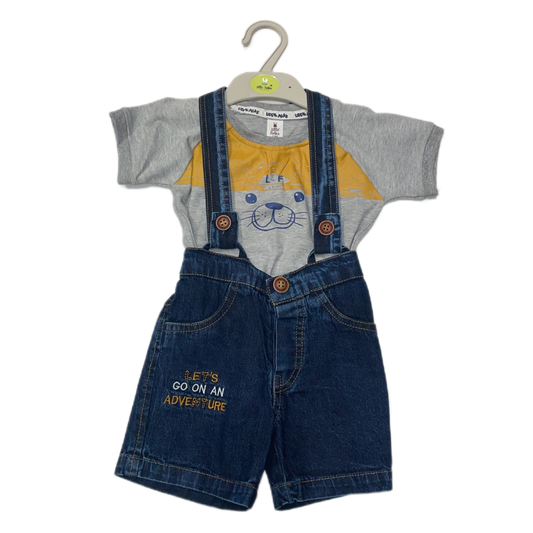 Kids Set with Graphic Print Dungree