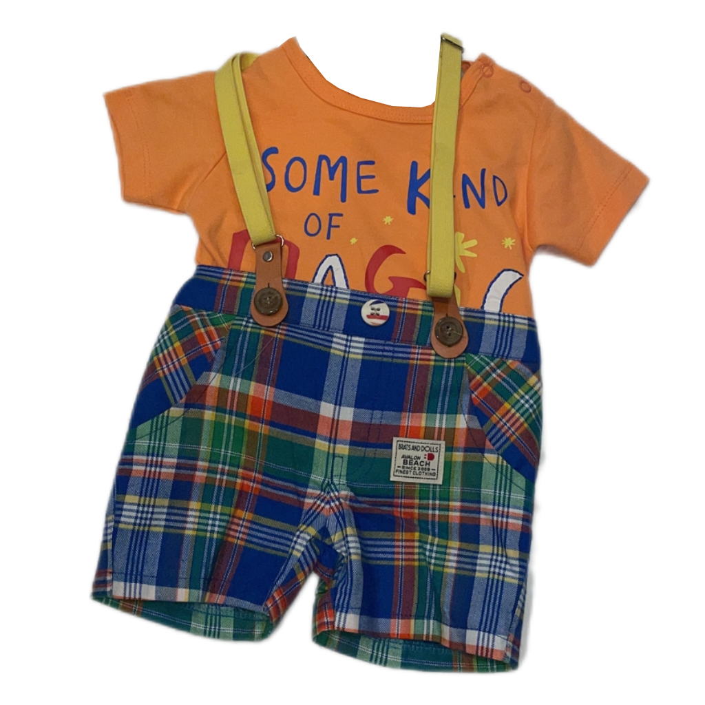 Kids Set with Graphic Print Dungree