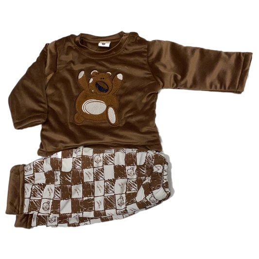 Kids Set for Winter with Bear Applique