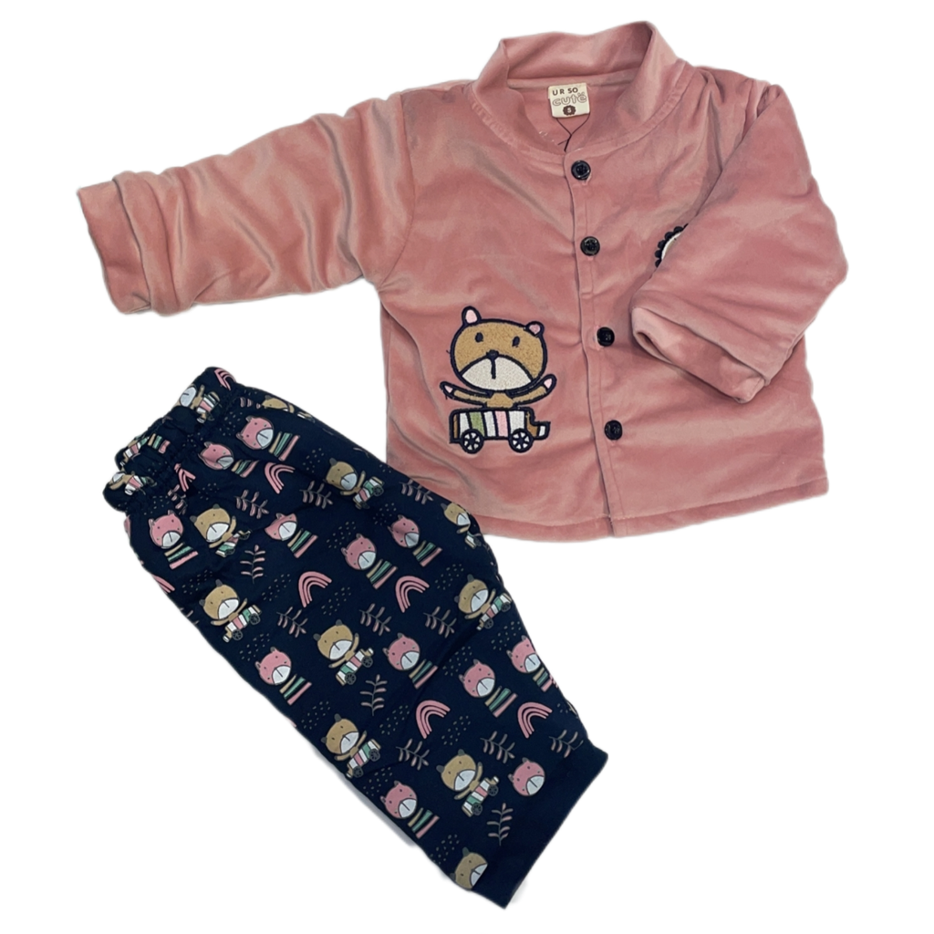 Kids Set for Winter with Bear Applique