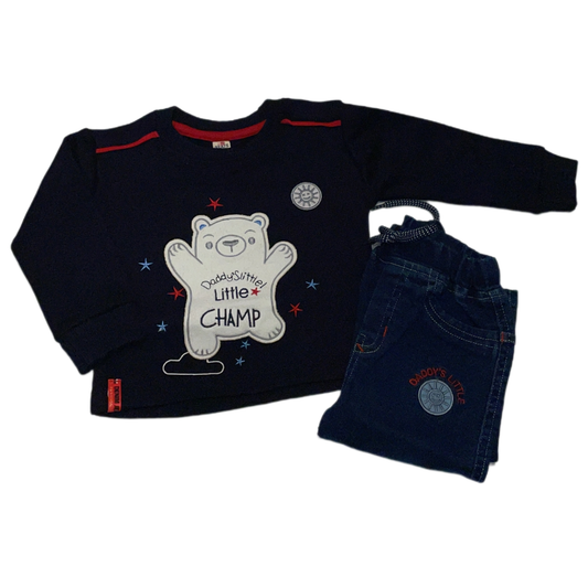 Kids Set for Winter with Bear Little Champ Applique