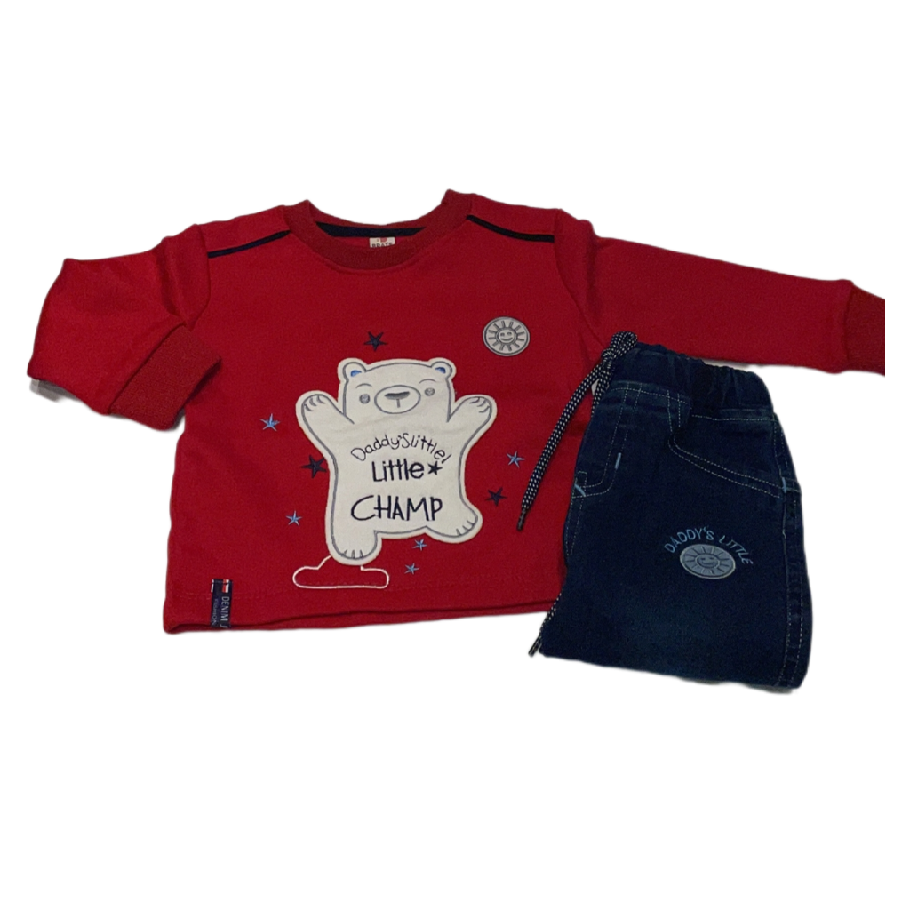 Kids Set for Winter with Bear Little Champ Applique