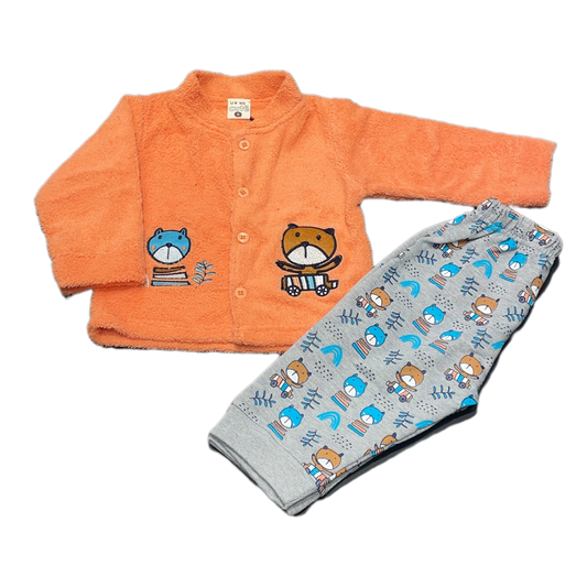 Kids Set for Winter with Bear Applique