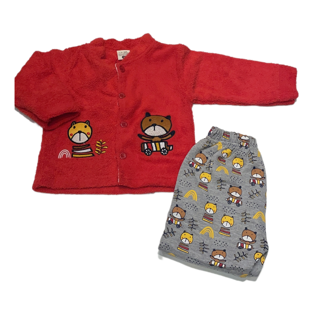 Kids Set for Winter with Bear Applique