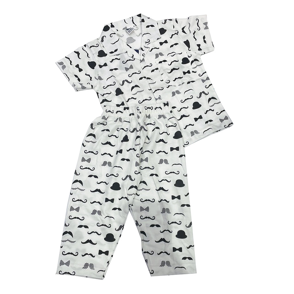 Kids Cotton Night Suit Elastic Waist Payjama Set for Boys