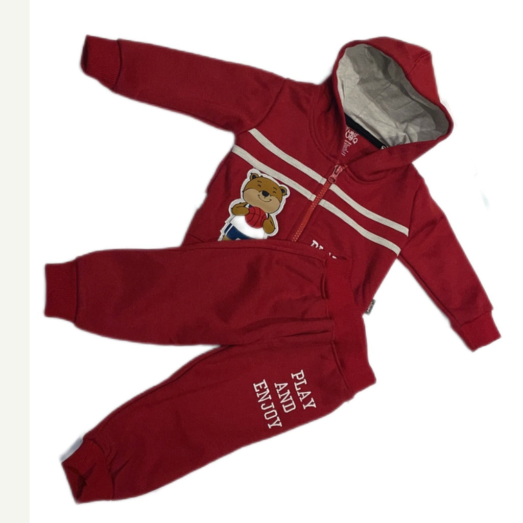 Hoodie & Joggers Set with monkey Bear Applique