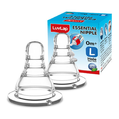 LuvLap Anti-Colic Essential Teat/Nipple for Slim Neck Bottle, 2pcs